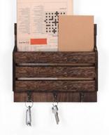 деревенский коричневый сортировщик почты и органайзер для ключей с полкой, 1 отделением и 3 крючками для ключей - liantral логотип