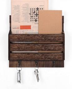 img 4 attached to Rustic Brown Mail Sorter And Key Holder Organizer With Shelf, 1-Slot Compartment, And 3 Key Hooks - LIANTRAL
