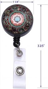 img 1 attached to 5 Pack Mandala ID Badge Holder Retractable Reels W/Belt Clip By Purida - Nurse Badge Reel Decorative Patterns