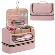 portable travel case with hanging hook for dyson airwrap multi-styler complete long and attachments - double-layer storage bag with patent design for hair curler accessories in dusty rose (bag only) logo