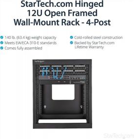 img 3 attached to 🖥️ 12U Open Frame Wall Mount Server Rack - 4 Post, 22" Depth, 140 lbs Capacity - StarTech.com Network Equipment Cabinet (RK1219WALLOH), Black