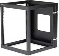 🖥️ 12u open frame wall mount server rack - 4 post, 22" depth, 140 lbs capacity - startech.com network equipment cabinet (rk1219walloh), black logo