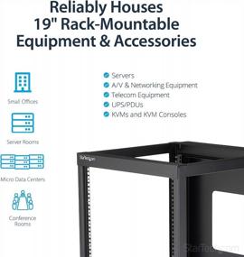 img 1 attached to 🖥️ 12U Open Frame Wall Mount Server Rack - 4 Post, 22" Depth, 140 lbs Capacity - StarTech.com Network Equipment Cabinet (RK1219WALLOH), Black