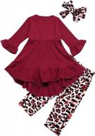 adorable bilison toddler baby girl outfit set with solid color ruffle tops, floral pants and cute headband logo
