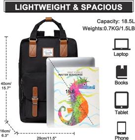 img 3 attached to Water-Resistant School Backpack for Men 🎒 and Women - VASCHY Vintage 15-inch Backpack
