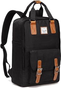 img 4 attached to Water-Resistant School Backpack for Men 🎒 and Women - VASCHY Vintage 15-inch Backpack