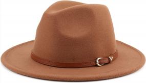 img 4 attached to Stylish And Timeless: Melesh Unisex Fedora Hat With Wide Brim And Classic Belt Buckle Design