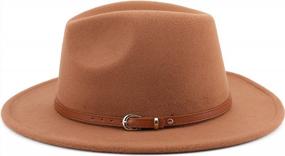 img 1 attached to Stylish And Timeless: Melesh Unisex Fedora Hat With Wide Brim And Classic Belt Buckle Design