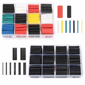 img 4 attached to 650Pcs Black & Colorful Heat Shrink Tubing Wire Wrap UL Approved 2:1 Electrical Cable Kit