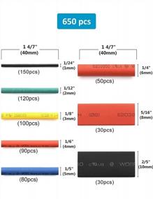 img 1 attached to 650Pcs Black & Colorful Heat Shrink Tubing Wire Wrap UL Approved 2:1 Electrical Cable Kit