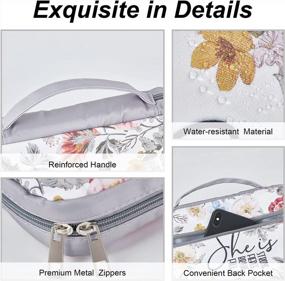 img 2 attached to Women'S Bible Cover With Handle, Zippered Pockets & Removable Pen Slots - White Flowers Design