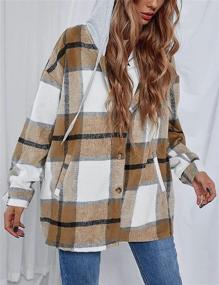 img 3 attached to Lumister Womens Oversized Flannel 0004 Khaki L Women's Clothing - Coats, Jackets & Vests