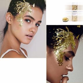 img 2 attached to Metallic Foil Stickers For Face, Makeup, Nails, And Crafts - Imitation Gold, Silver, And Rose Leaf Flakes Perfect For Fun DIY Projects Like Jewelry, Slime, Resin, And Cellphone Decoration (GOLD)