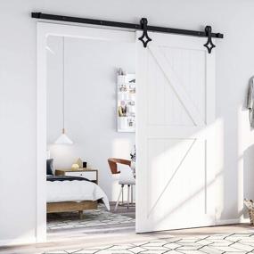 img 3 attached to Rhombic-Shaped Black Single Door Sliding Barn Door Hardware Track Kit - Skysen 6.6FT