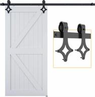 rhombic-shaped black single door sliding barn door hardware track kit - skysen 6.6ft logo