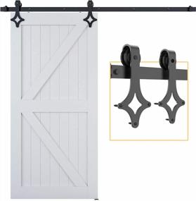 img 4 attached to Rhombic-Shaped Black Single Door Sliding Barn Door Hardware Track Kit - Skysen 6.6FT