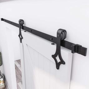 img 2 attached to Rhombic-Shaped Black Single Door Sliding Barn Door Hardware Track Kit - Skysen 6.6FT