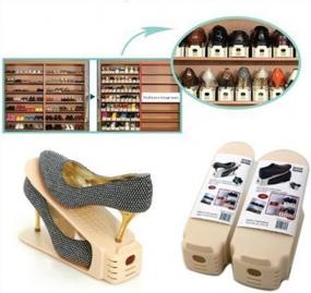 img 2 attached to 👞 Compact Shoe Double Decker Rack Organizer Holder - Set of 2 - 3.15” x 10.12” x 4.72”