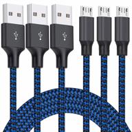 🔌 10ft micro usb cable - 3pack long nylon braided android charger cord for samsung galaxy s7 edge s6, kindle, android & windows smartphones and more - sync and high speed charging cord logo