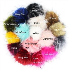 img 1 attached to Colorful Mix Pack Of 12 Fluffy Faux Raccoon Fur Pompoms With Press Snaps, 5In Size For Knitting, DIY Crafts And Hat Accessories
