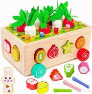 🥕 montessori preschool learning toys for toddlers, educational wooden toys for 2-4 year old boys and girls - birthday gifts, sorting & counting puzzle game carrots harvest fun logo