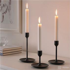 img 1 attached to 🕯️ IKEA FULLTALIG Candlestick Set of 3 - Powder Coated Black Aluminum Holder for Taper Candles, Romantic Table Decoration for Wedding, Birthday, Dinner - Home & Bar Decor (LED Candles Not Included)