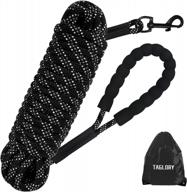 taglory long leash for dog training, 30 ft reflective nylon rope lead, check cord with comfortable padded handle for large medium small dogs walking, camping, black logo