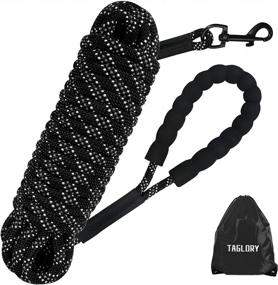 img 4 attached to Taglory Long Leash For Dog Training, 30 FT Reflective Nylon Rope Lead, Check Cord With Comfortable Padded Handle For Large Medium Small Dogs Walking, Camping, Black