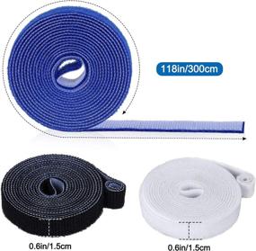 img 1 attached to Tearable Hook and Loop Straps - Pack of 3 Rolls, 6.6Ft X 0.6“ (LXW), Reusable Fastening Cable Ties, Wire Management Tape in Assorted Colors