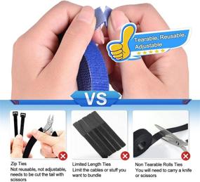 img 2 attached to Tearable Hook and Loop Straps - Pack of 3 Rolls, 6.6Ft X 0.6“ (LXW), Reusable Fastening Cable Ties, Wire Management Tape in Assorted Colors