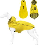 🐶 small dog and puppy raincoat with hood, leash hole, and reflective strip – bowite waterproof lightweight breathable jacket with adjustable belly strap in yellow логотип