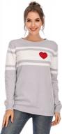 shermie striped knit sweater - women's long sleeve crew neck pullover logo