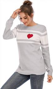 img 2 attached to Shermie Striped Knit Sweater - Women'S Long Sleeve Crew Neck Pullover