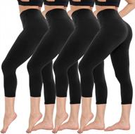 get fit in style with 4-pack high-waisted capri leggings for women - soft tummy control yoga pants and workout tights logo