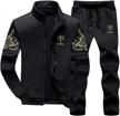 pasok men's athletic tracksuit full zip running jogging sports jacket and pants set logo