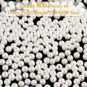 img 1 attached to Pearl Beads For Craft, Anezus 800Pcs Ivory Faux Fake Pearls, 8 MM Sew On Pearl Beads With Holes For Jewelry Making, Bracelets, Necklaces, Hairs, Crafts, Decoration And Vase Filler