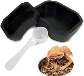 img 4 attached to 🦎 3-Piece Set of BINANO Reptile Feeding Bowls - Non-Slip Plastic Water Dish & Worm Feeder for Lizards, Turtles, Bearded Dragons & Leopard Geckos (Black)