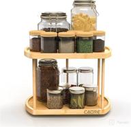 🌪️ caore lazy susan spice organizer turntable for cabinet - 13 inch, 2-tier rack holder with removable spinning tray - 360° rotating kitchen and table storage logo