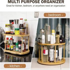 img 2 attached to 🌪️ CAORE Lazy Susan Spice Organizer Turntable for Cabinet - 13 inch, 2-Tier Rack Holder with Removable Spinning Tray - 360° Rotating Kitchen and Table Storage