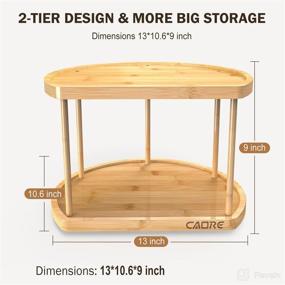 img 1 attached to 🌪️ CAORE Lazy Susan Spice Organizer Turntable for Cabinet - 13 inch, 2-Tier Rack Holder with Removable Spinning Tray - 360° Rotating Kitchen and Table Storage