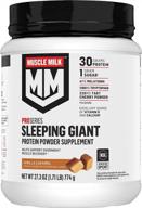 muscle milk pro series протеиновая добавка sleeping giant, ванильная карамель, 1,71 фунта, 18 порций, 30 г белка, ночное восстановление мышц, 1 г сахара, мелатонин, триптофан, упаковка может отличаться логотип