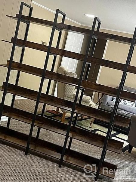 img 1 attached to IRONCK Bookcase And Bookshelves Triple Wide 6-Tiers Large Open Shelves, Etagere Bookcases With Back Fence For Home Office Decor, Easy Assembly, Vintage Brown review by John Wei