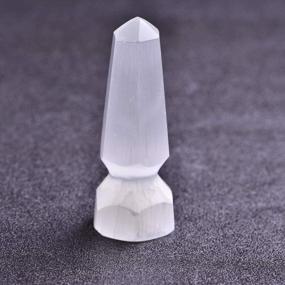 img 1 attached to AMOYSTONE 4-Inch Natural White Selenite Point Pyramid For Chakra Reiki Healing And Home Decoration