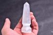 amoystone 4-inch natural white selenite point pyramid for chakra reiki healing and home decoration logo