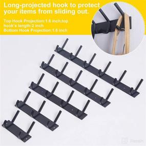 img 1 attached to WEBI Coat Rack: 17-1/8 Inch Wall Mounted Hooks for Coats, Clothes, Jackets - Heavy Duty Metal Rail with 6 Dual Hooks, Black