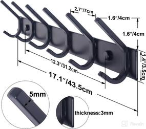 img 3 attached to WEBI Coat Rack: 17-1/8 Inch Wall Mounted Hooks for Coats, Clothes, Jackets - Heavy Duty Metal Rail with 6 Dual Hooks, Black