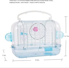 img 2 attached to Misyue Hamster Travel Portable Carrier Cage for Small Animals with Water Bottle, Food Bowl, and Running Wheel - Ideal for Dwarf Hamster, Ferrets, Hedgehog, Chinchilla