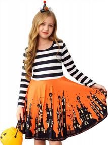 img 4 attached to Arshiner Girl'S Long Sleeve Strechable Dress With Patchwork Pattern For School And Party Wear