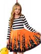 arshiner girl's long sleeve strechable dress with patchwork pattern for school and party wear logo