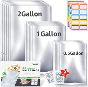 img 4 attached to 🛍️ Premium Food Storage Set: 50 Mylar Bags with Oxygen Absorbers - 60x400CC Capacity, 8.7 Mil Thickness, Aluminum Foil, 60 Stickers included (14"x18", 10"x14", 8"x12")